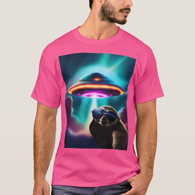Camiseta Selfi De Lama Com Ufo (Frente)