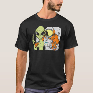 Camiseta Selfie Alienígena e Astronaut Ufo Aliens Univers G