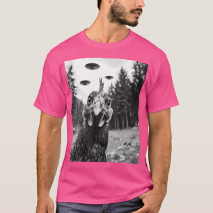 Camiseta Selfie - Alienígena Engraçada Selfie Chicken Ufo