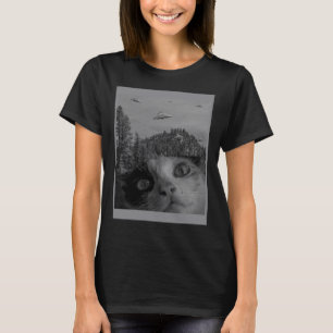 Camiseta Selfie Cat Meme OVNI Sighting Alienígena Conspiraç