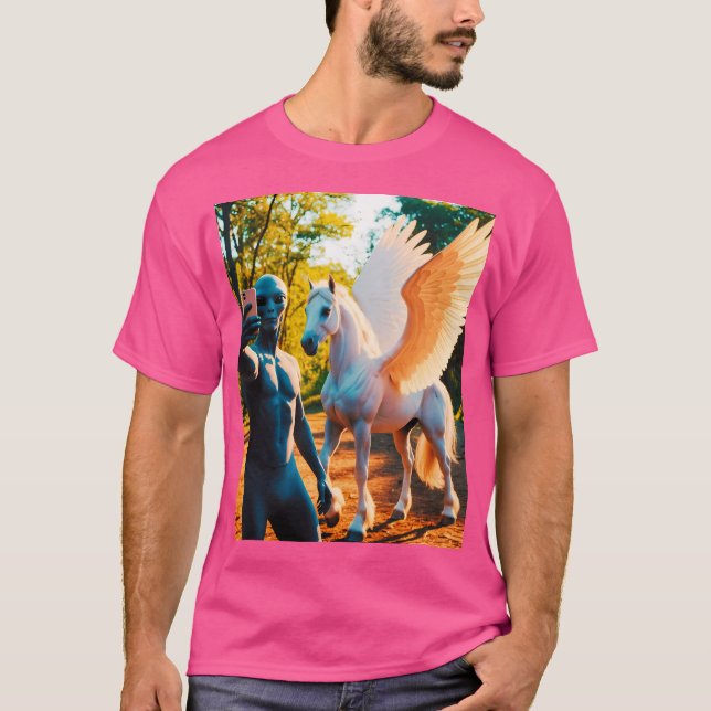 Camiseta Selfie De alienígena Com Pegasus (Frente)