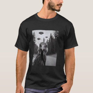 Camiseta Selfie de Frango com OVNI Alien, Animais de Fazend