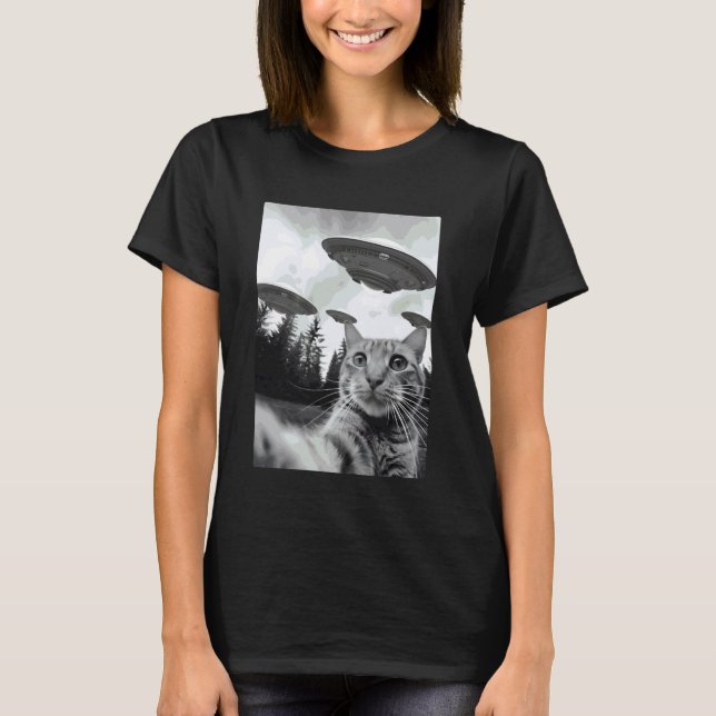 Camiseta Selfie de Gato Alien (Frente)