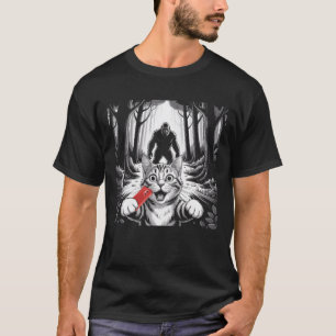 Camiseta Selfie De Gato Assustado E Assustado Com Pé-Grande