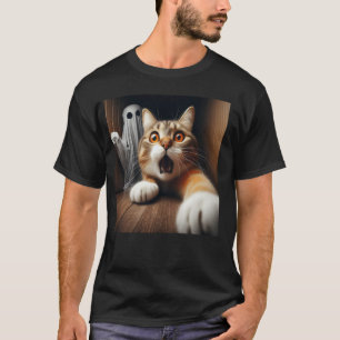 Camiseta Selfie de Gato Assustado Surpreso Selfie de Gato D