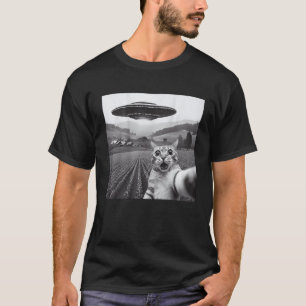 Camiseta Selfie De Gato Com Alienígena Ovino Engraçado Pres