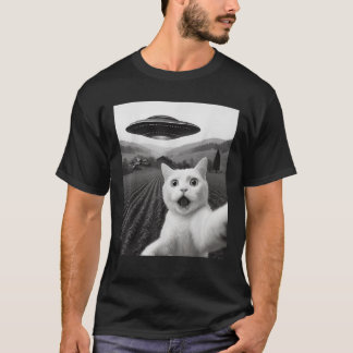 Camiseta Selfie De Gato Com Alienígena Ovino Engraçado Pres