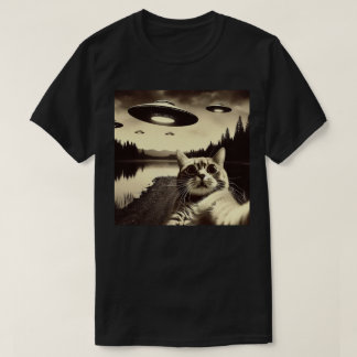 Camiseta Selfie de gato com OVNI