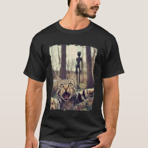 Camiseta Selfie de Gato com OVNI Alien Presentes Divertidos