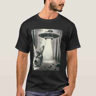 Camiseta Selfie de Gato com OVNI Alien Presentes Divertidos