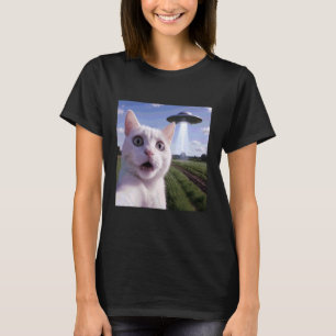 Camiseta Selfie de Gato com UFO Alien
