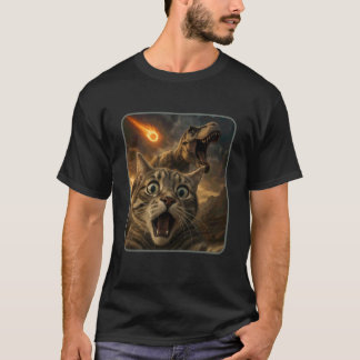 Camiseta Selfie de Gato com um T-Rex Meme de Dinossauro Eng