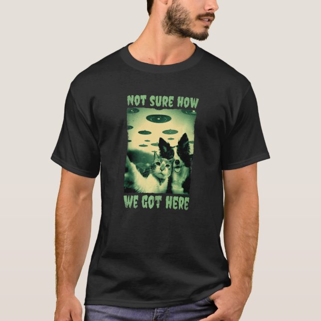 Camiseta Selfie de Gato e Cachorro com Alienígenas Animal d (Frente)