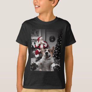 Camiseta Selfie De Gato Engraçado De Natal Com Papai Noel B