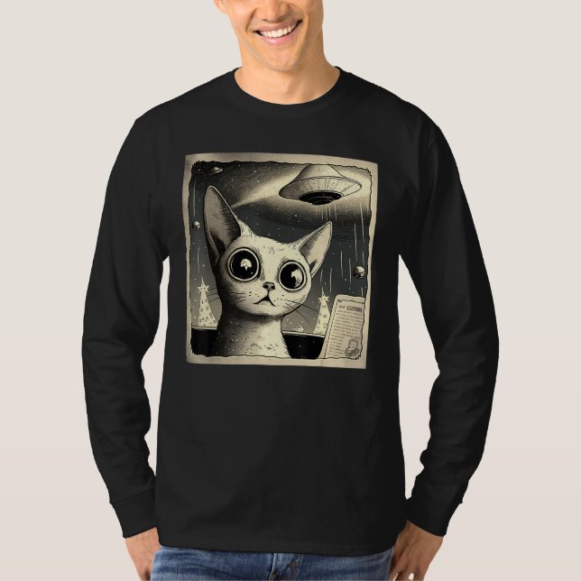 Camiseta Selfie de Gato OVNI Alien (Frente)