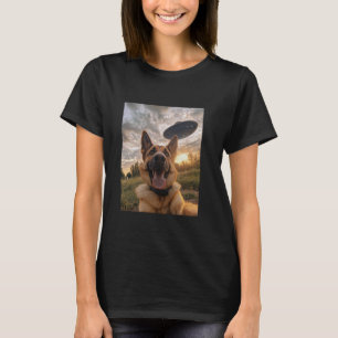 Camiseta Selfie de german shepherd com Aliens de OVNIs Engr