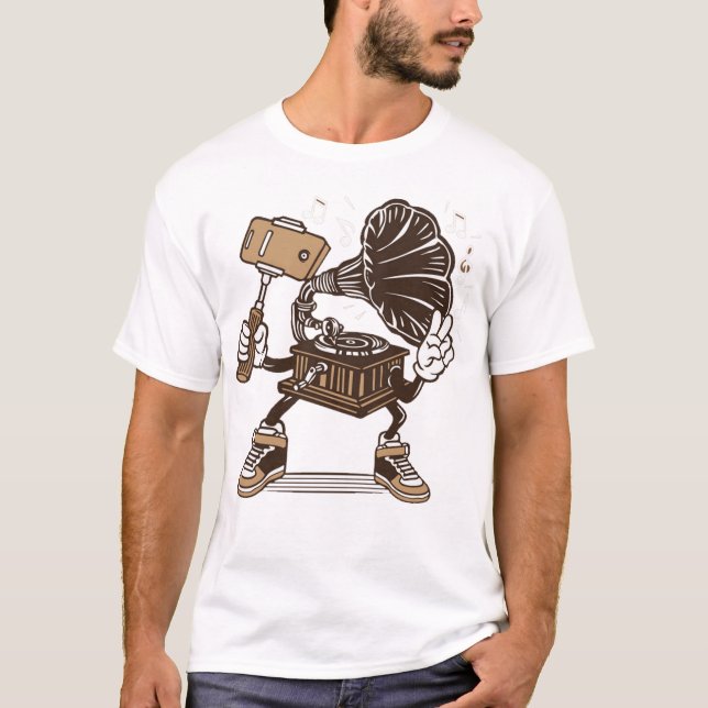 Camiseta selfie de gramofone (Frente)