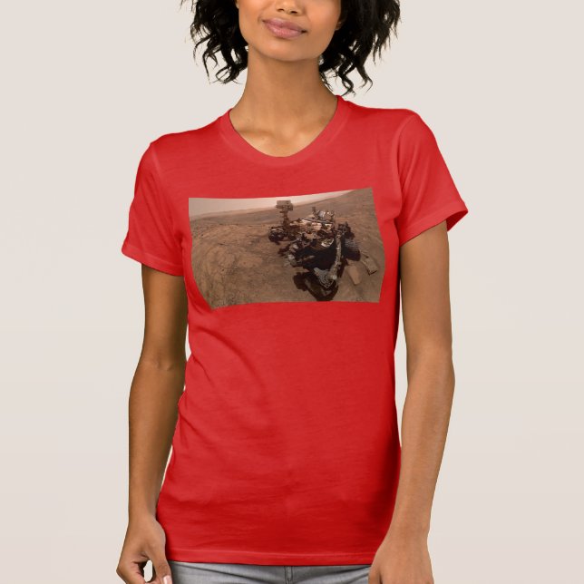 Camiseta Selfie de Marte Curiosity Red Martian Paisagem (Frente)