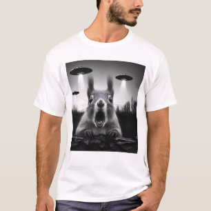 Camiseta Selfie de OVNIs, um esquilo de Alienígena engraçad