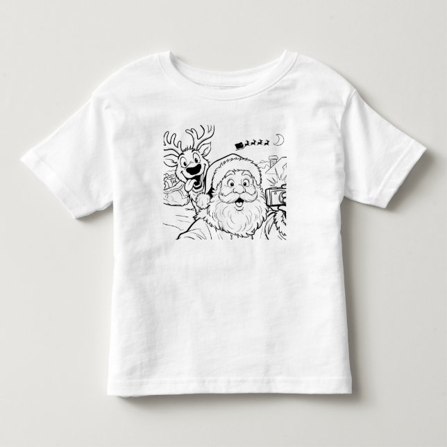 Camiseta selfie de Papai Noel e Rena (Frente)