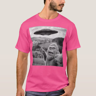 Camiseta Selfie De Pé Grande Com Alienígena Ufo Engraçada P