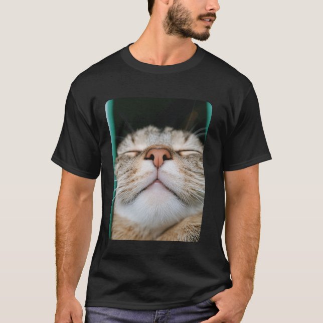 Camiseta Selfie de Rosto de Gato Divertido (Frente)