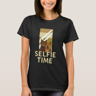 Camiseta Selfie Time u2013 Funny Duo Cat Dog Inseparável An