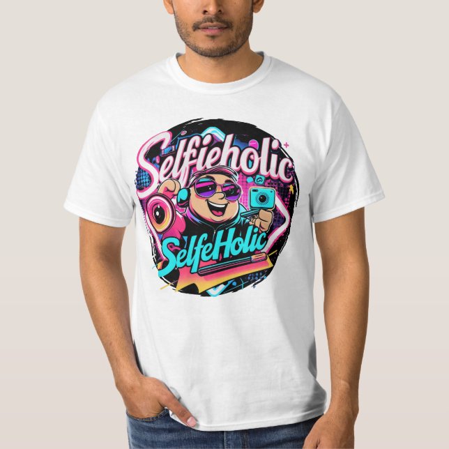 Camiseta Selfieholic - Diversão e Trendy Selfie Design (Frente)