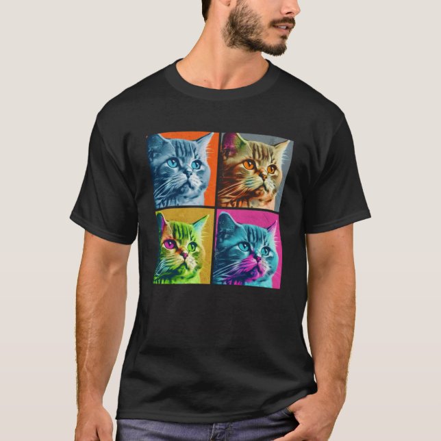 Camiseta Selkirk Rex Cat Pop Illustração Animal Colorido (Frente)