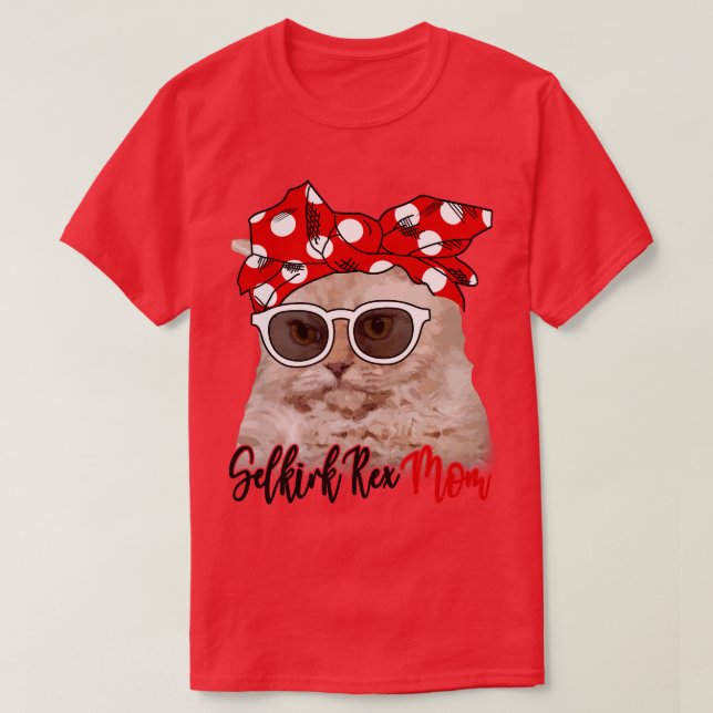 Camiseta Selkirk Rex Cat Shirt Selkirk Rex Cat Mãe Bandana (Frente do Design)