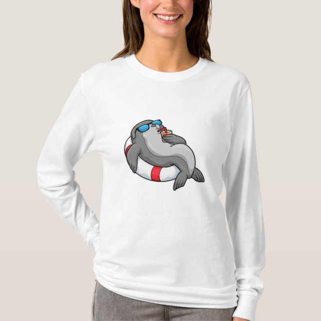 Camiseta Selo com anel de Natação e bebida (Frente)