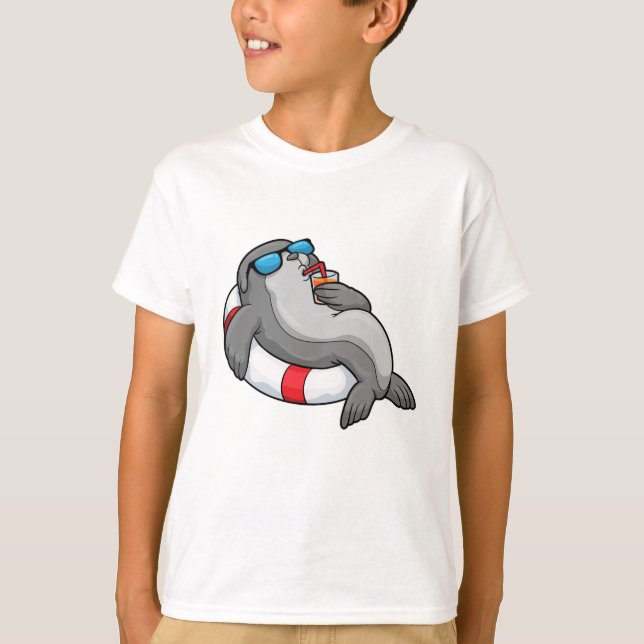 Camiseta Selo com anel de Natação e bebida (Frente)