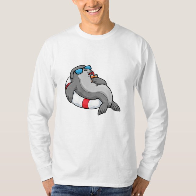 Camiseta Selo com anel de Natação e bebida (Frente)