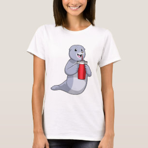 Camiseta Selo com copo de Bebendo