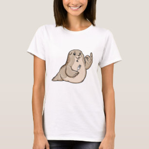 Camiseta Selo com peixes e garfo