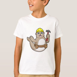 Camiseta Selo como carpinteiro com martelo e chapéu