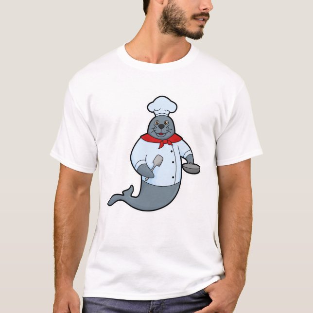 Camiseta Selo como cozinheiro com Pan & Spatula (Frente)