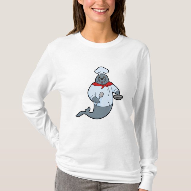 Camiseta Selo como cozinheiro com Pan & Spatula (Frente)