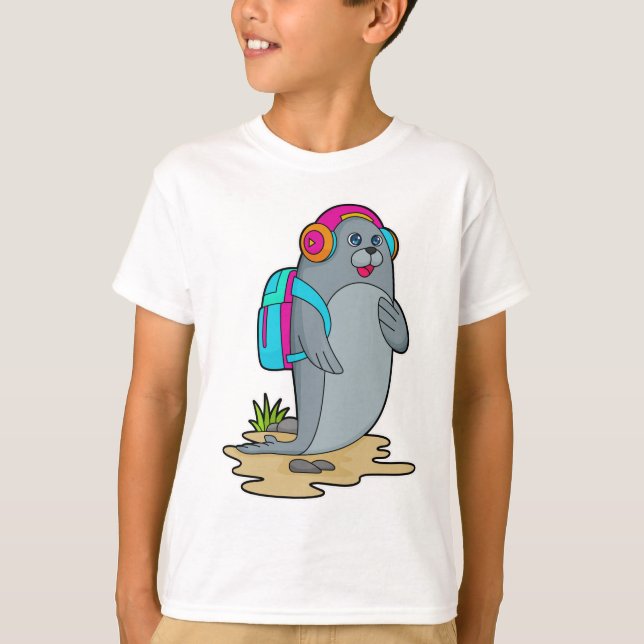 Camiseta Selo como Hiker com mochila (Frente)