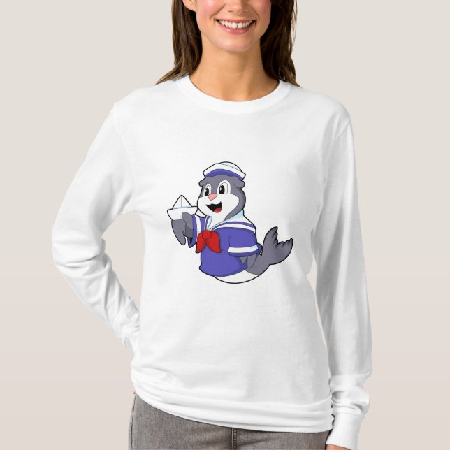 Camiseta Selo como marinheiro com barco (Frente)