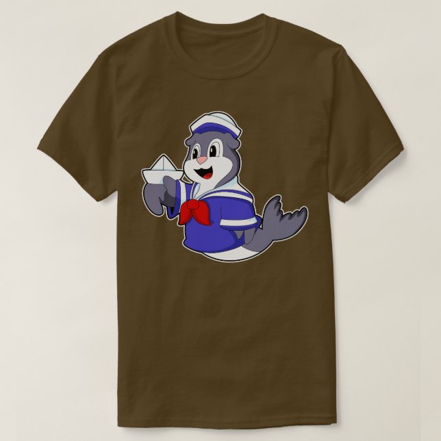 Camiseta Selo como marinheiro com barco (Frente do Design)