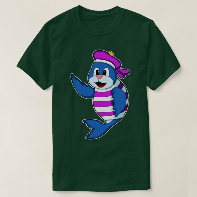 Camiseta Selo como marinheiro com chapéu (Frente do Design)