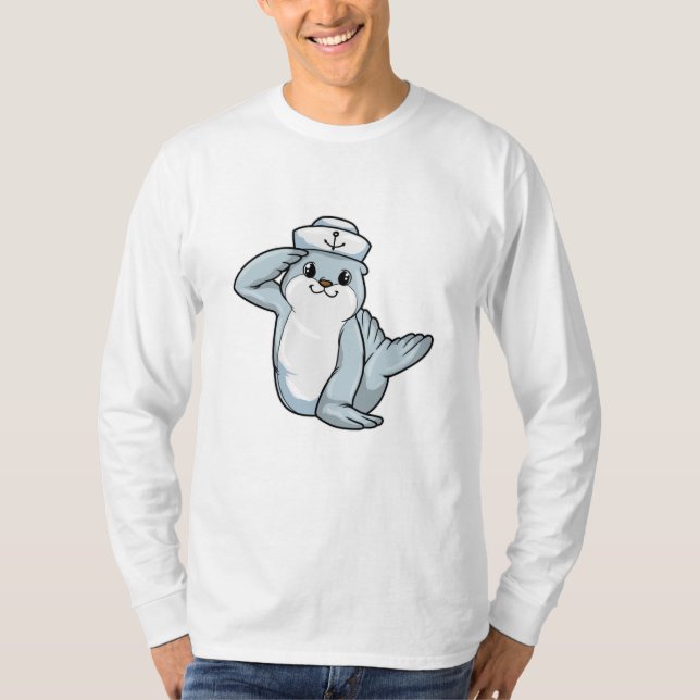 Camiseta Selo como marinheiro com chapéu marinheiro (Frente)