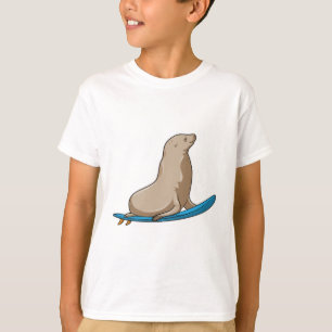 Camiseta Selo como Surfer com Surfboard