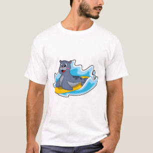 Camiseta Selo como Surfer com Surfboard