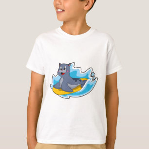 Camiseta Selo como Surfer com Surfboard