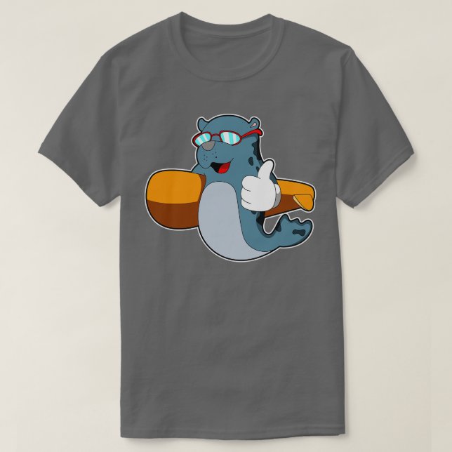 Camiseta Selo como Surfer com Surfboard 1 (Frente do Design)