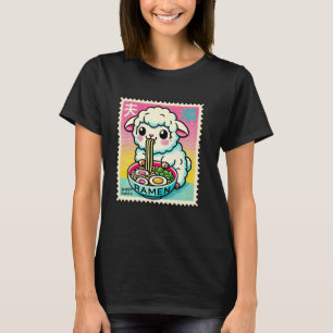 Camiseta Selo de Arte Pop Japonesa Cordeiro Ovelha Carneiro