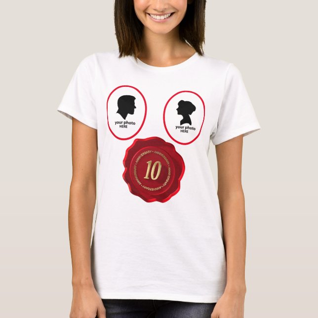 Camiseta selo de cera vermelha do 10º aniversário (Frente)