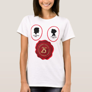 Camiseta selo de cera vermelho de aniversário de 25 anos